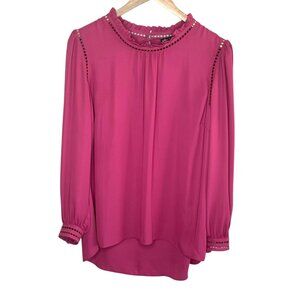 City Chic Womens Pink Ruffled Eyelet dressy Blouse Size 12